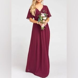 Show me your Mumu Emily Empire Maxi dress in Merlot Chiffon